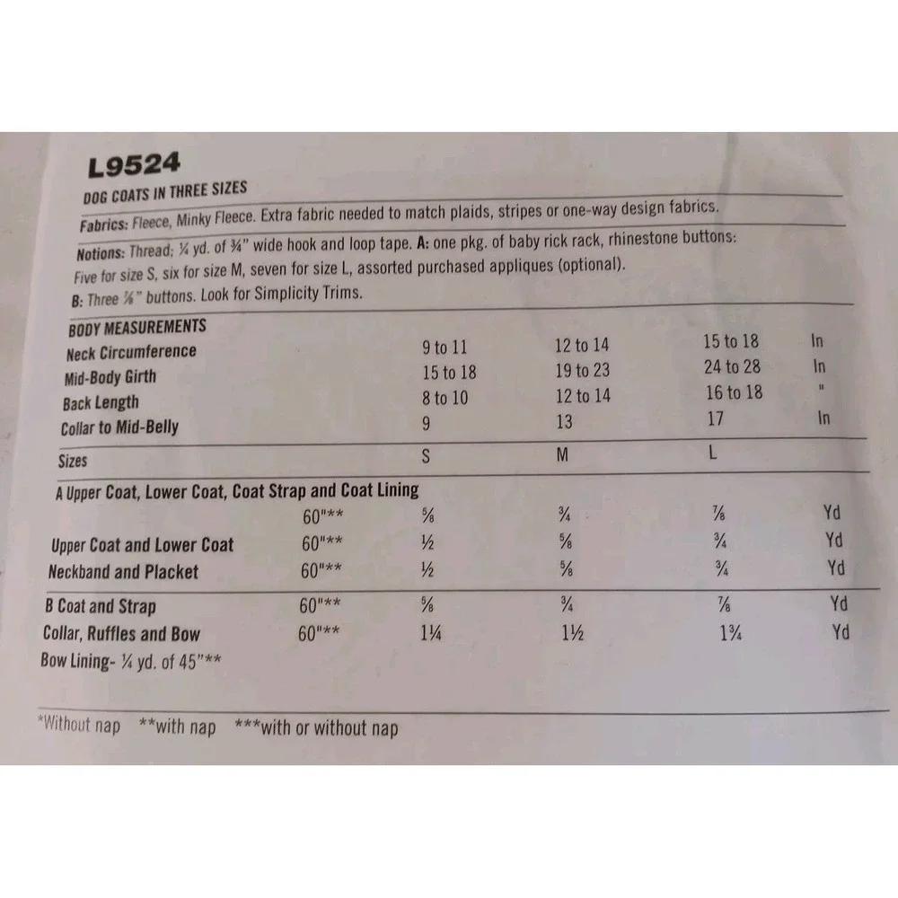 McCall's Dog‎ Coats Pattern Sizes Small Medium Large Sew Simple 2 Styles Uncut